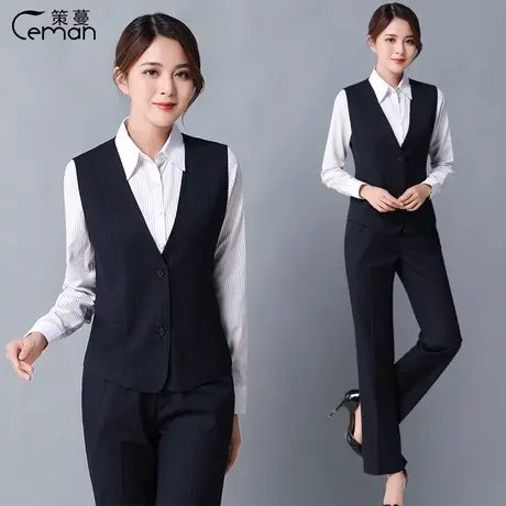 策蔓新款中行银行马甲女中行行服女式坎肩背心西装马夹褂子职业装商品大图