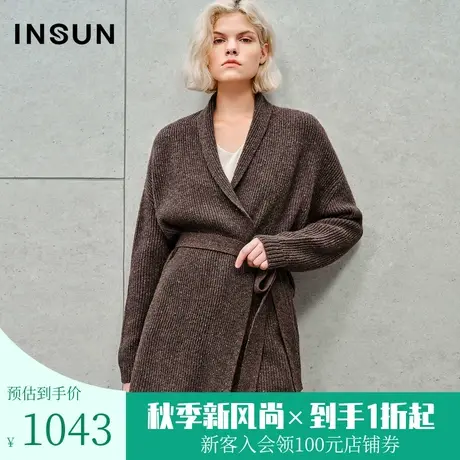 恩裳2023秋装新款羊毛彩点纱优雅中长款慵懒宽松美拉德针织衫开衫商品大图