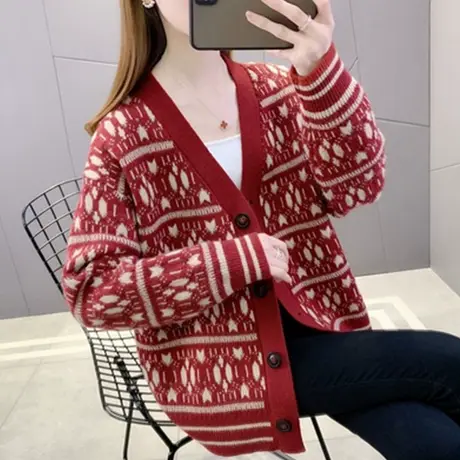 开衫毛衣新款2023爆款宽松显瘦时尚洋气针织外套女春秋早春季上衣图片