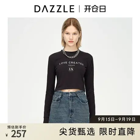 DAZZLE地素奥莱 字母印花截短T恤上衣卫衣女2D1B5061A图片