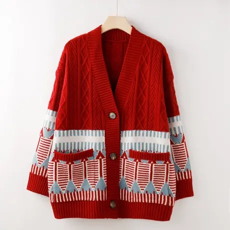 清仓】毛衣外套开衫女秋冬外穿宽松慵懒风中长款针织衫外搭上衣商品大图