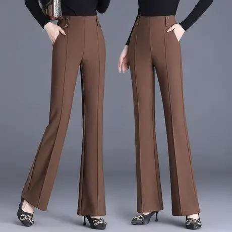 垂感西装喇叭裤子女春秋季2023新款小个子高腰显瘦中年妈妈微喇裤商品大图