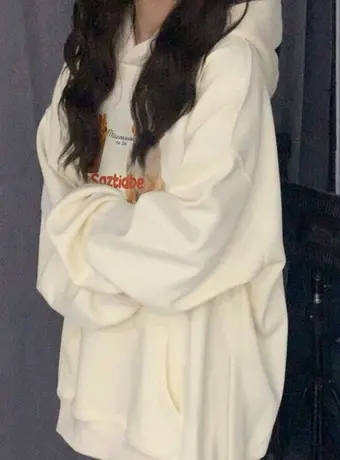 加绒加厚卫衣女秋冬小个子国潮vibe美式复古宽松大码连帽外套上衣商品大图