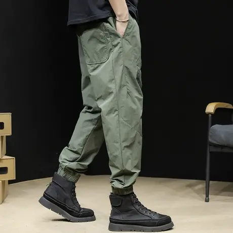 速干休闲裤男士春秋款宽松束脚潮牌大码黑色裤子夏季男裤冰丝薄款商品大图