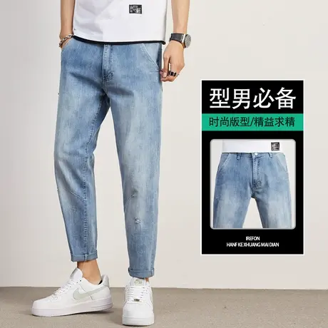 秋季春秋款广州新塘镇牛仔裤男士直筒宽松休闲男裤子潮牌男生高端图片