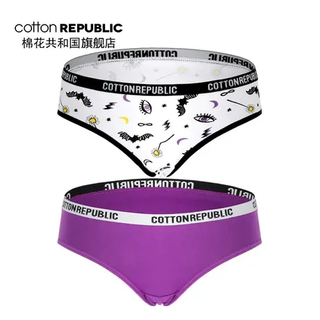 Cotton Republic/棉花共和国女士棉质三角内裤印花混色2条装图片