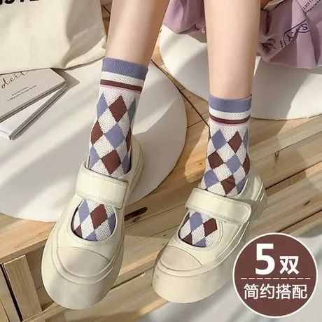 春夏薄款袜子女复古风潮堆堆棉袜女孩大童少女配单鞋凉鞋小白鞋的商品大图