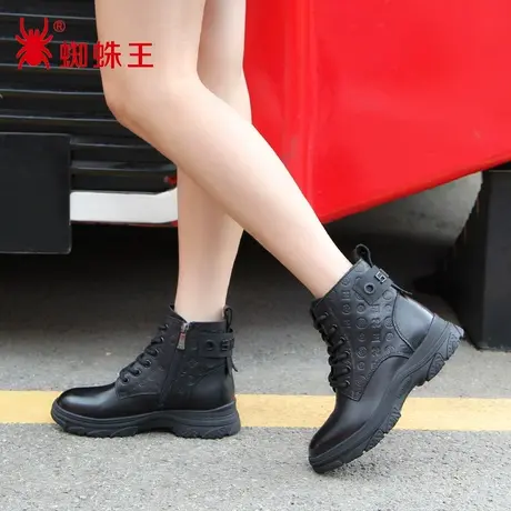 蜘蛛王断码清仓正品马丁靴女真皮2022秋冬商场新款短靴子女薄绒软图片