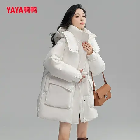 鸭鸭羽绒服女中长款2023年冬季新款时尚休闲宽松保暖外套L图片