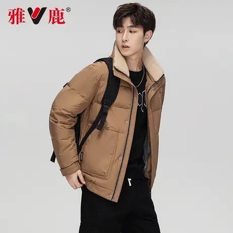 雅鹿羽绒服男士2022冬季新款短款带毛领商务休闲鸭绒抗寒保暖外套图片
