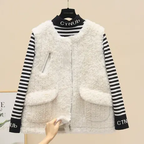 羊羔绒皮毛一体马甲秋冬新款洋气时尚百搭外穿背心坎肩保暖外套潮图片