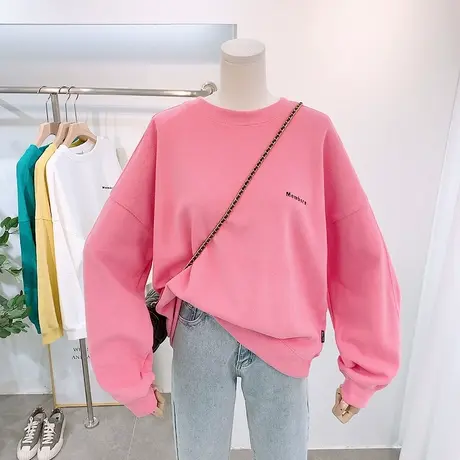 超火cec卫衣女春秋薄款2020新款韩版ins潮简约刺绣字母无帽上衣服商品大图