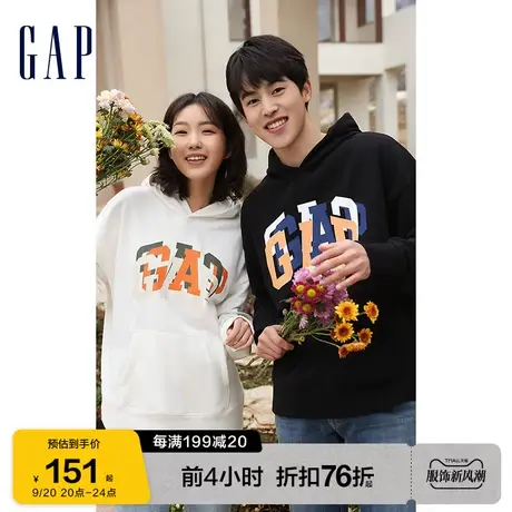Gap男女装秋季新款LOGO宽松法式圈织软卫衣601659情侣连帽衫图片