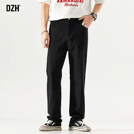 男生黑色弹力牛仔裤男直筒宽松潮牌裤子秋冬新款2023新款休闲长裤商品大图