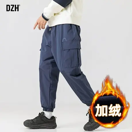 男士藏青色束脚工装裤子男冬季加绒2023新款爆款加厚男裤休闲长裤图片
