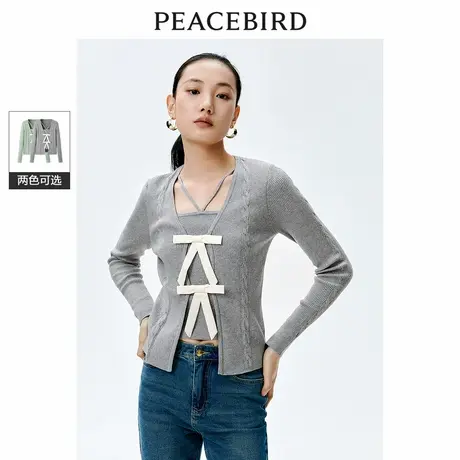 太平鸟女装春季新款假两件绑带套头衫A1EEE1603商品大图