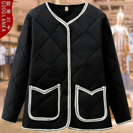 加肥加大码女装秋冬轻薄款羽绒棉服中年妈妈洋气夹棉保暖棉衣外套图片