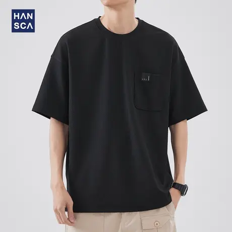 hansca 280g重磅口袋短袖t恤男夏季薄款美式潮流宽松大码半袖上衣商品大图