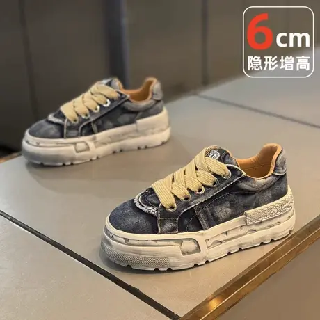 男鞋帆布鞋夏季透气小众原创青少年增高厚底休闲运动板鞋2025新款商品大图