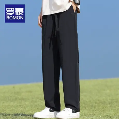 罗蒙男士休闲裤夏季薄款2025新款冰丝速干运动裤子男宽松直筒长裤商品大图