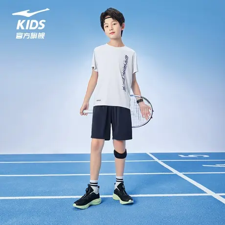 鸿星尔克童装男童短袖T恤套装2025夏季款女学生两件套透气运动装图片