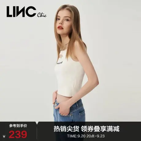 LINCCHIC金羽杰背心机能感镂空提花方领针织吊带背心女S231SW015Y商品大图