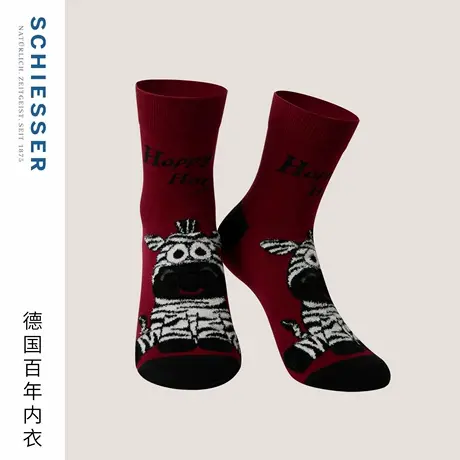 SCHIESSER舒雅25早秋新品男女同款3A抗菌新年鸿运马年红品中筒袜商品大图