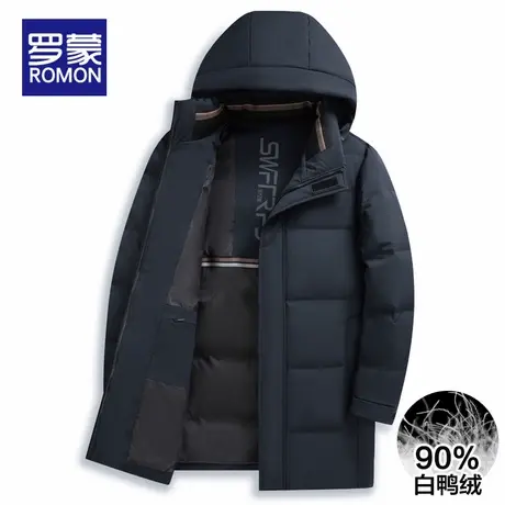 罗蒙中老年人男士冬季羽绒服中长款保暖爸爸装冬装鸭绒服加厚外套商品大图