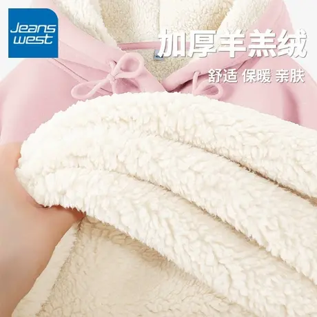 KV真维斯羊羔绒圆领卫衣女2025秋爆款慵懒风大码加绒加厚上衣外套商品大图