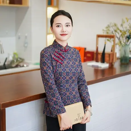 筠雅春季新款中国风复古显瘦旗袍式上衣时尚气质唐装上衣女24J315商品大图