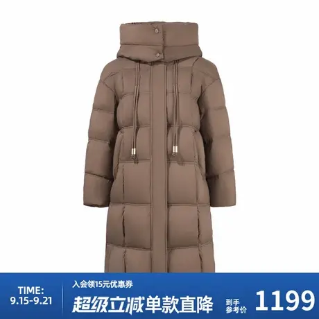 美特斯邦威羽绒服女2024冬季新款长绗格设计保暖宽松长款商品大图
