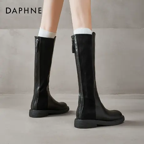 达芙妮黑色长筒靴女2026新款春季不过膝长靴弹力瘦瘦靴高筒骑士靴图片