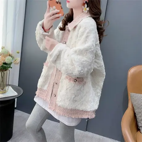 小香风羊羔毛外套女冬季新款加厚宽松高级感超好看皮毛一体上衣潮商品大图