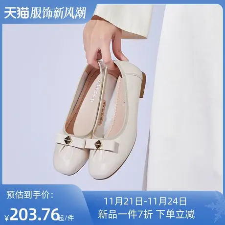 康奈软底妈妈鞋春秋新款真皮时尚休闲皮鞋防滑单鞋蝴蝶结奶奶鞋商品大图