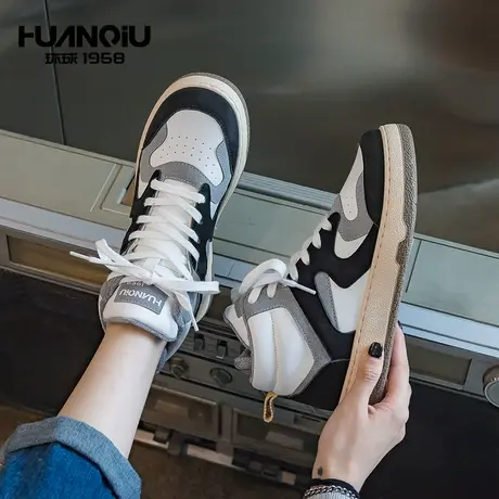 环球小众复古德训鞋女鞋子冬季加绒百搭ins潮超火休闲高帮板鞋女商品大图