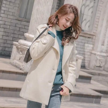 桔熊秋冬季温暖优雅复古毛呢西装领大衣小个子外套女装大码EA2809图片