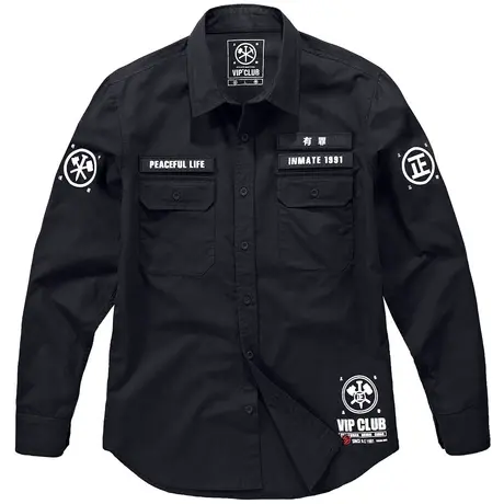 VIP复古长袖衬衫男薄款纯棉春秋工装外套宽松休闲牛仔衬衣国潮牌商品大图