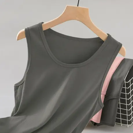 无袖背心男士纯棉运动健身夏季跨栏篮球坎肩潮流宽松纯色灰色吊带商品大图