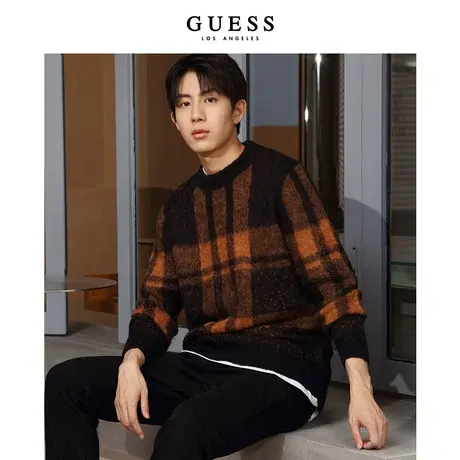 【38上新季】GUESS秋冬季男士时尚潮流保暖高级个性拼色休闲毛衣商品大图