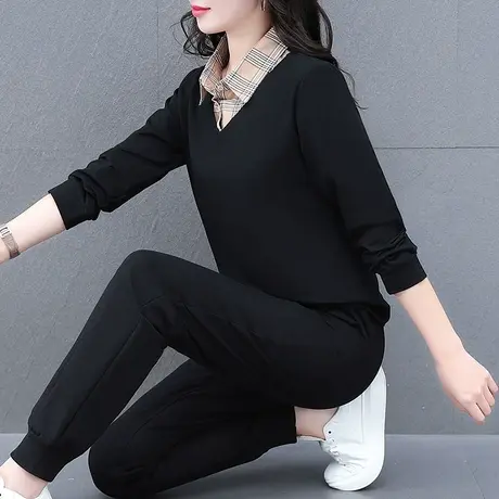 恋上17号春秋款薄款休闲服套装女2023年秋季新款假两件卫衣两件套图片