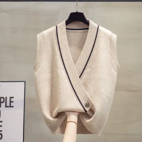 v领毛衣坎肩女2023秋装新款宽松外穿马夹叠穿针织开衫马甲背心潮商品大图