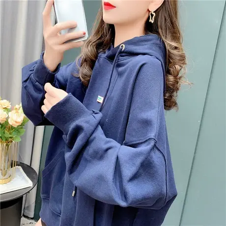 设计感中长款卫衣女宽松韩版春季2021年新款洋气爆款炸街上衣百搭商品大图