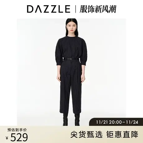 DAZZLE地素奥莱春季宽松法式复古条纹盐系衬衫上衣衬衣女商品大图