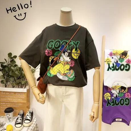 2020夏款韩国东大门印花T恤嘻哈搞怪卡通休闲宽松韩范儿短袖大码图片