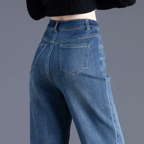 直筒牛仔裤女2024年新款秋冬郑州女裤高端裤子宽松九分小个子高腰图片
