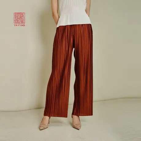 EP雅莹高端系列 气质高腰显瘦压褶直筒休闲裤2023秋冬新款6430A图片