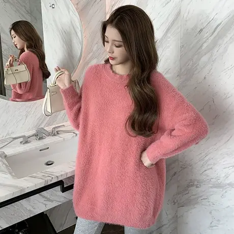 针织衫毛衣女2021秋冬复古日系宽松套头外穿ins慵懒风小个子外套商品大图