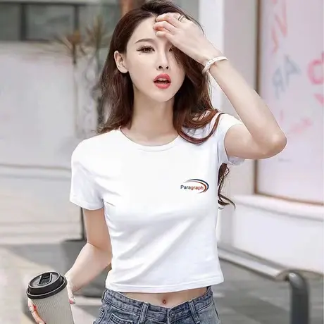 2023年新款短袖t恤女白色夏打底衫仿棉半袖上衣宽松纯色正肩基础商品大图