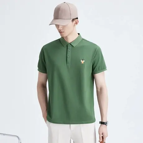 高端刺绣小蜜蜂男士polo衫商务休闲翻领时尚短袖T恤2023新款潮流商品大图
