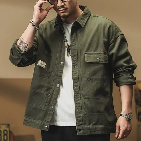 春夏外套男休闲宽松长袖百搭春秋季男士复古潮流夹克外套商品大图